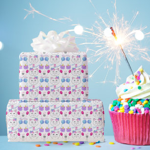 Süße Katzengesichter zum glücklichen Geburtstag fe Geschenkpapier