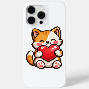 Süße Katzenherz – Kawaii-Katze umarmt rotes Herz, Case-Mate iPhone Hülle
