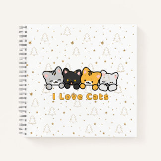 Süße Katzenillustration Ich liebe Katzen Kawaii Ca Notizbuch