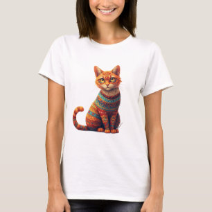 Süße Katzenillustration mit Muster im Stil der Vol T-Shirt