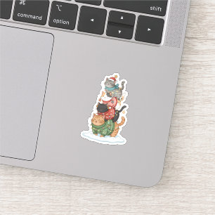 Süße Katzenillustrationskunst, Kawaii-Katzen-Stack Aufkleber