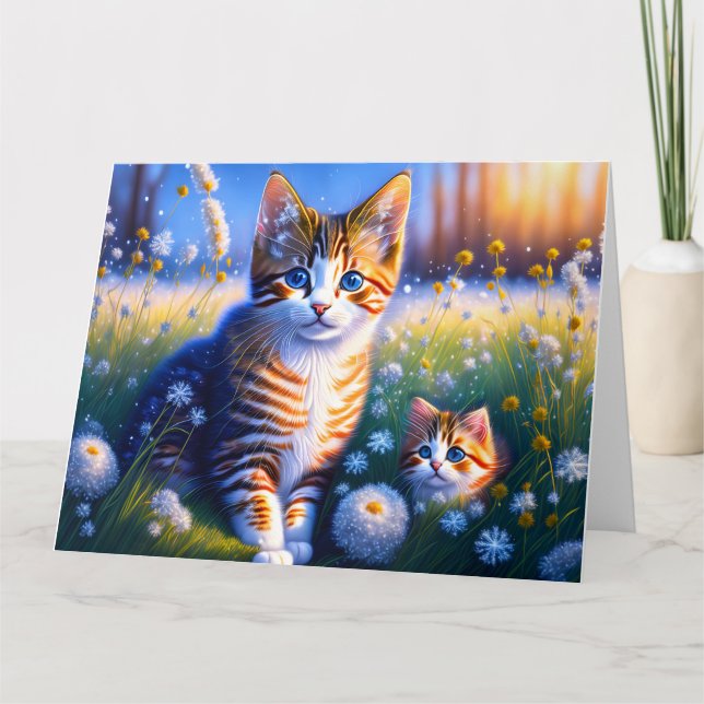 Süße Katzenkinder die auf einer Wiese sitzen Karte (Vorderseite)