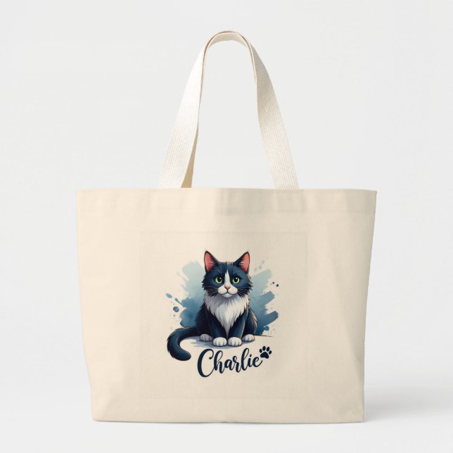 Süße Katzenkunst Große Tasche – Geschenk für Katze (Vorne)