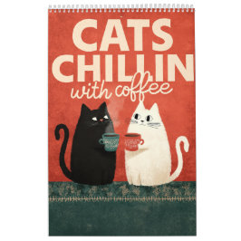 Süße Katzenkunst | Katzen chillen mit Kaffee 2026  Kalender