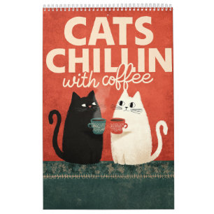 Süße Katzenkunst Katzen chillen mit Kaffee 2026 Kalender