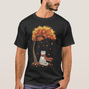 Süße Katzenliebhaber Scottish Fold Katze Herbst T-Shirt