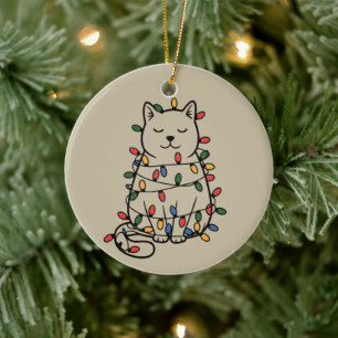 Süße Katzenliebhaber Weihnachtslichter Katzenmutte Keramik Ornament