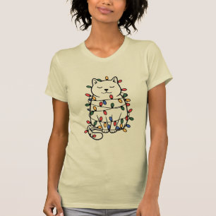 Süße Katzenliebhaber Weihnachtslichter Katzenmutte T-Shirt