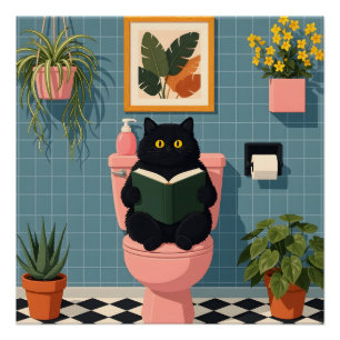 Süße Katzenliebhaberin Badezimmer Kunst Poster