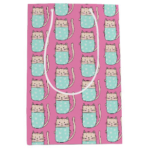 Süße Katzenmädchen rosa Mittlere Geschenktüte