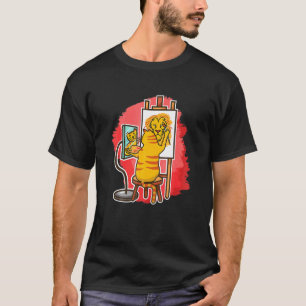 Süße Katzenmalerin malt Löwe Kätzchen Katze Malen T-Shirt