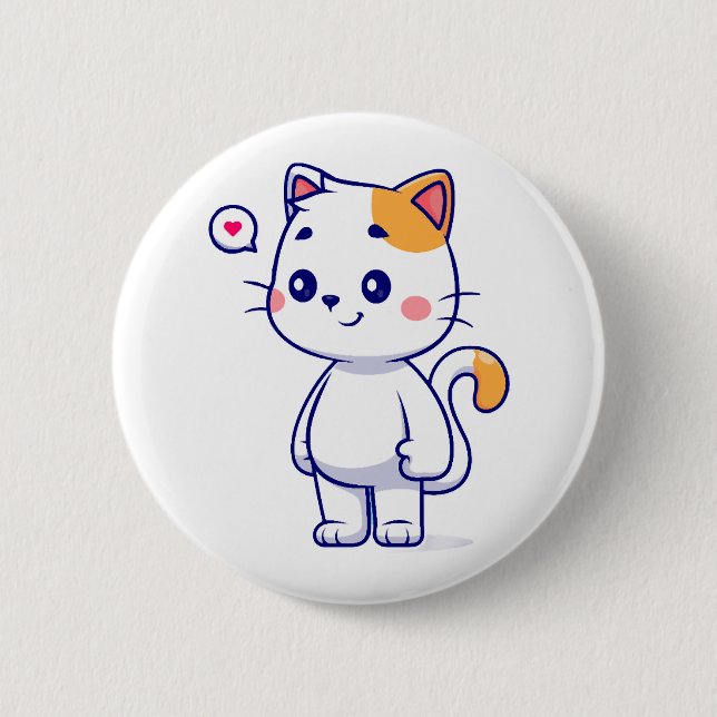 Süße Katzenmimik Button (Vorderseite)