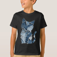 Süße Katzenmuster-Denim-Patchwork-Lustiger Katzenl