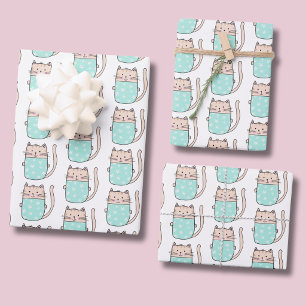 Süße Katzenmuster Kinder Geschenkpapier Set