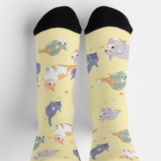 Süße Katzenmuster Socken (Oben)