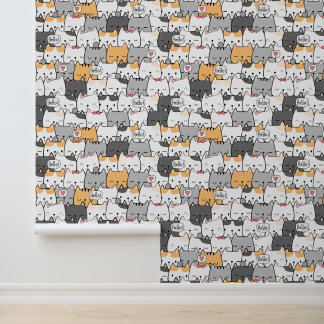 Süße Katzenmuster Tapete | Kawaii Katzen
