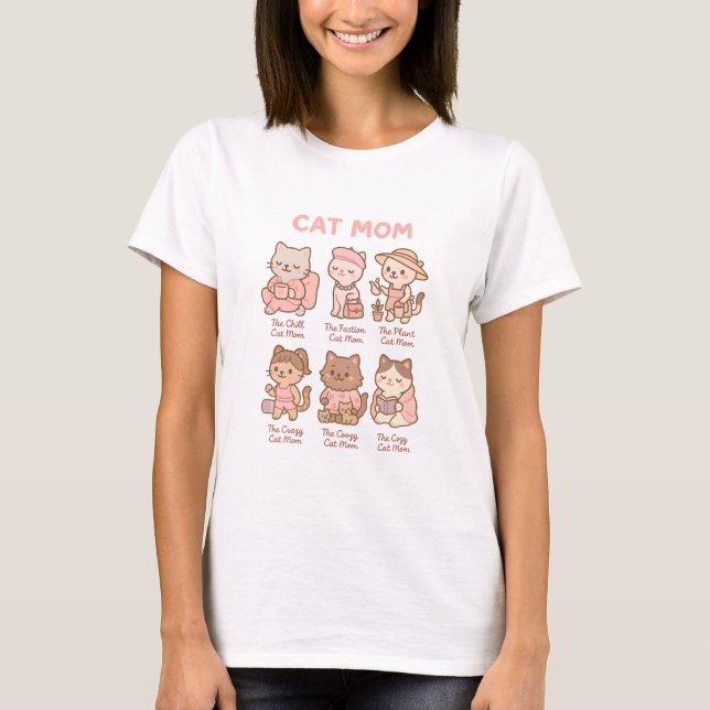 Süße Katzenmutter Cartoon-Geschenk für Mutter T-Shirt (Vorderseite)