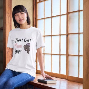 Süße Katzenmutter Rosa Schleife Kawaii Design T-Shirt