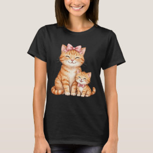 Süße Katzenmutter und Kätzchen T-Shirt - Orange Ta