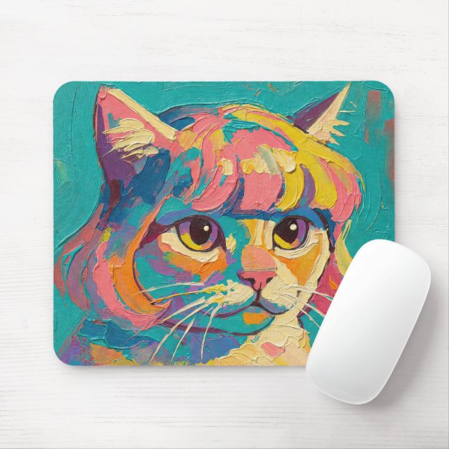Süße Katzenölmalerei (#5) Mousepad (Mit Mouse)