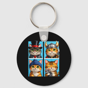 Süße Katzenporträt-Pop-Art-Katzen Süße Farbblock Schlüsselanhänger