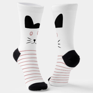 Süße Katzensocken für Frauen – Weiße und rosa Sock Socken