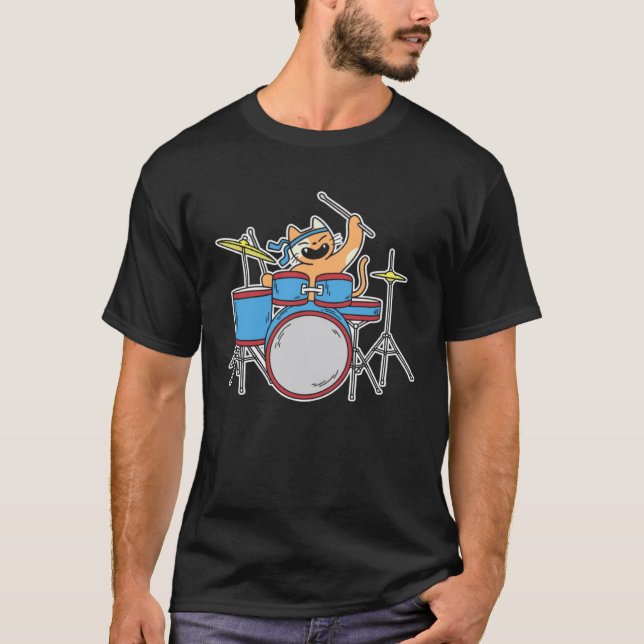Süße Katzentrommlerin T-Shirt (Vorderseite)
