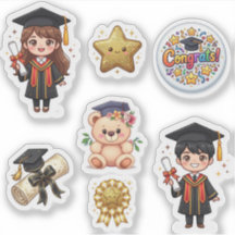 Süße Kawaii-Abschluss-Chibi-Jungen- und Mädchen-Au