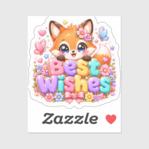 Süße Kawaii Alles Gute Fuchs Name Pastell Rosa Flo Aufkleber