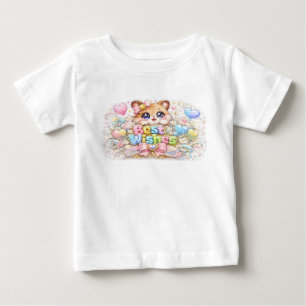 Süße Kawaii Alles Gute Katze Pastell Rosa Floral G Baby T-shirt