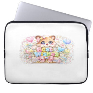 Süße Kawaii Alles Gute Katze Pastell Rosa Floral G Laptopschutzhülle