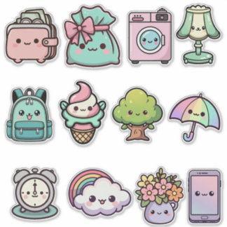 Süße Kawaii Alltags-Sticker-Sammlung – Liebenswert Aufkleber