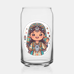 Süße Kawaii Amazigh Marokkanische Frau mit Khamsa Dosenglas
