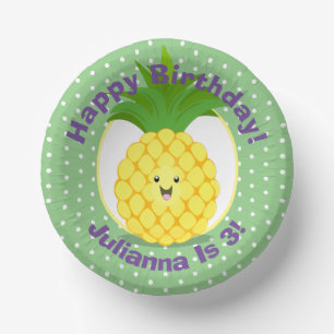 Süße kawaii Ananas-Cartoon-Illustration Pappteller