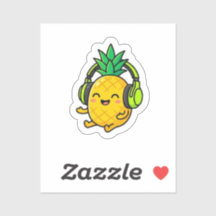 Süße Kawaii Ananas mit Kopfhörern SuSticker