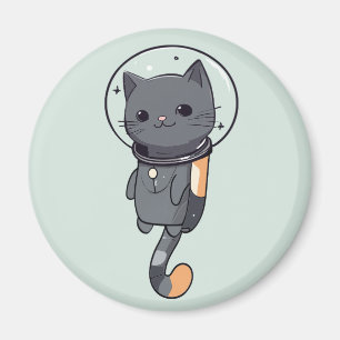 Süße Kawaii-Astronaut-Schwarze Katze Magnet