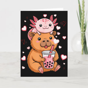 Süße Kawaii Axolotl Capybara Bubble Tea Jungen Mäd Karte