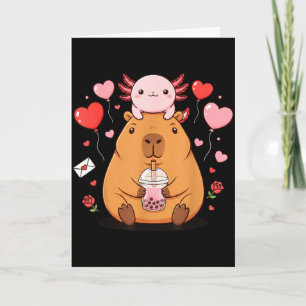 Süße Kawaii Axolotl Capybara Bubble Tea Jungen Mäd Karte