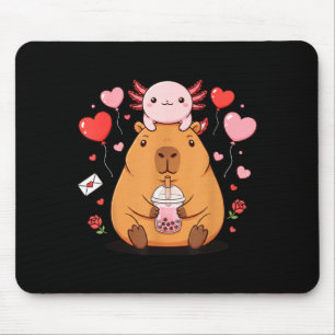 Süße Kawaii Axolotl Capybara Bubble Tea Jungen Mäd Mousepad