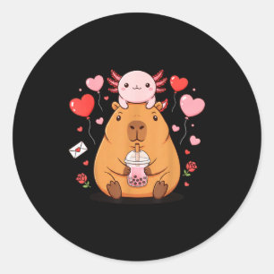 Süße Kawaii Axolotl Capybara Bubble Tea Jungen Mäd Runder Aufkleber