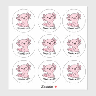 Süße Kawaii-Axolotl-Dankeschön-Sticker-Sheet Aufkleber