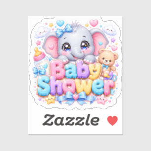 Süße Kawaii-Baby-Shower-Elefant-Pastellrosa-Teddy Aufkleber
