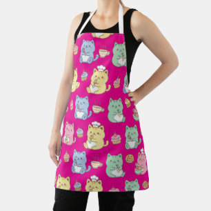 Süße Kawaii Backkatzen Nahtloses Muster Küche Schürze