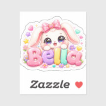 Süße Kawaii Bella Bunny Name Pastell Rosa Floral A