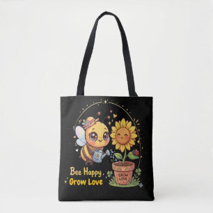 Süße Kawaii-Biene bewässert Sonnenblume Biene Glüc
