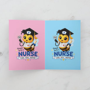 Süße Kawaii-Bienen-Krankenschwester-Abschluss 2026 Karte