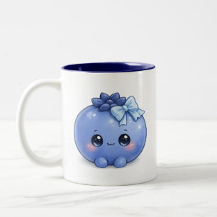 Süße Kawaii Blaubeertasse Ansprechender Fruchtka Zweifarbige Tasse