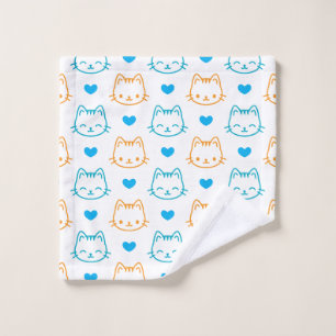 Süße Kawaii blaue und orange Katzen-Gesichter Must Waschlappen