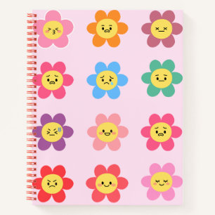 Süße Kawaii-Blumen-Gefühlsübersicht Notizbuch