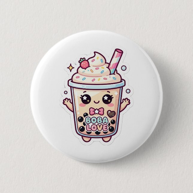 süße kawaii Boba Bubble Tea Anstecknadel (Vorderseite)